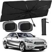 Car Sun Shades Windscreen with Side Shield, Universal Windshield Sunshades, UV Protection & Heat Insulation Front Window Visor Umbrella, Fits Most Car, SUV,RV (for Sedan Car)