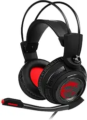 MSI DS502 Gaming Headset - 7.1 Virtual Surround Sound, Vibration Feedback, 40mm Neodymium Drivers, Laptop, Omnidirectional Microphone, Inline Controls, USB 2.0 Connector - Wired