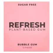 Refresh Gum, Plant-Based Bubble Gum, 12 Pieces