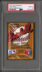 1987 Leaf Graded Wax Pack 109 Gary Carter on Back PSA 8 Near Mint Pop 1 Highest