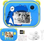 Joytrip Kids Instant Print Camera, Kids Camera with 2.4” Large Screen LCD, Selfie Toddler Cameras Print Paper & 32G Card, Christams Birthday Gifts for Girls Boys Age 3-12 (Blue)