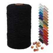 Macrame Cord x 220 Yards,Natural Cotton Macrame Rope 4 Strands 2mm Black