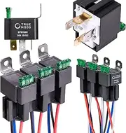 OLS 6 Pack 30A Fuse Relay Switch Harness Set - 12V DC 4-Pin SPST Automotive Relays 14 AWG Hot Wires