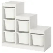 TROFAST storage combination with boxes, white/white, 99x44x95 cm