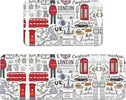 I Love London Print Kitchen Floor Mat 2 Sets Non-Slip Rugs for Kitchen Laundry Office and Home Decor