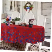 Oval 4th of July Tablecloth 60x84 Inch, Memorial Day Patriotic Tablecloth,