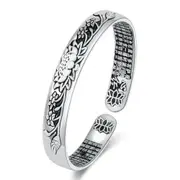 2PCS Copper Women Fashion Jewelry Black Lotus Lotus Retro Simple Open Bracelet