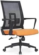 Computer Chair, Home Office Swivel Chair Simple Staff Armrest Chair Dormitory Student Mesh Seat 360 Degree Swivel Adjustable Seat Height Lever Operator Chairs Ergonomic Concept,A