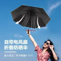 在飛比找蝦皮商城精選優惠-太陽傘風扇💖降溫風扇傘雨傘折疊傘高級感遮陽傘太陽傘充電黑膠防