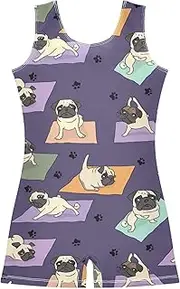 [ODAWA] Pugs Yoga Colorful Mats Kid Tumbling Dance Outfit, Children's Gymnastics Suit 2-10T
