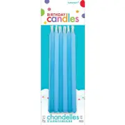 Birthday Party Supplies Blue Tapered Candles 12 Pack