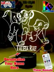 LION KING SIMBA & NALA PERSONALISED3D LED Battery USB Night Light Colour Change