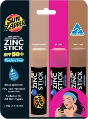 Sun Zapper SPF 50+ Zinc Stick Mineral Sunscreen 36 G (Pack of 3) BEAUTY Light...
