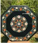 2' black Marble Table Top dining coffee side inlay Pietra Dura antique Decor s81