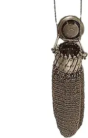 [Generic] Metal Coin Pouch for Collectors - Retro-Inspired Small Mesh Coin Bag | Vintage Design Coin Purse, Decorative Retro Metal Coin Pouch with Clasp, Unique Collectible Holder for Enthusiasts