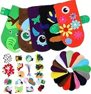 HAWILLOSCH 1Set Cartoon Animal Hand Puppet Making Kit DIY Felt Craft Supplies with Pompoms and Googly Eyes for Creative Role Play and Storytelling Fun