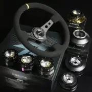 NRG 180H HUB+CARBON GEN 2.0 QUICK RELEASE+3"DISH STEERING WHEEL SUEDE W/MARKING (for: Porsche)
