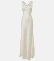 [Victoria Beckham] Victoria Beckham Gathered open-back crêpe satin gown AU 12 white