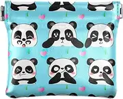 [ODAWA] Mini Change Purse Colorful Dolphins Blue Coin Purse Waterproof Cosmetic Bag for Travel Size 4.3" X 3.7", Cute Cartoon Pandas Expressions Light Blue, one size, Cute Cartoon Pandas Expressions Light