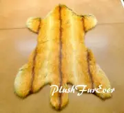 2' x 4' Impala Deer Skin Reindeer/ Tan Beige Stripes/ PlushFurEver/ Faux Fur Rug