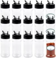 3oz Clear Plastic Spice Jar With Shaker Lids And Labels 14 Pack Empty Spice Jars