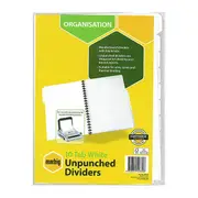 Marbig Indices And Divider 10 Tab Manil A4 Unpunched