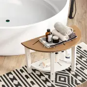 Costway2-Tier Shower Bench with Semicircular Seat & Storage Shelf