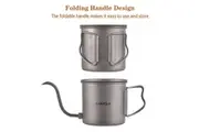 400ml Pour Over Kettle Gooseneck Coffee Kettle Ti Folding Handle Water Kettle with Lid and Coffee Filter