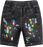 [Mud Kingdom] Fashion Boys Denim Shorts Elastic Waist Paint Splatter Dot Colorful