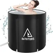 Portable Foldable Bathtub, Separate Family Bathroom SPA Tub, Soaking Standing Bath Tub for Shower Stall, Efficient Taintenance of Temperature, Ideal for Hot Bath Ice Bath (Black B)