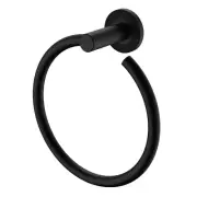 Fienza Axle Towel Ring Holder Bathroom Round Plate Matte Black 83102MB
