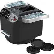 2 in 1 Card Dealer & Shuffler 360° Rotating Card Dealing Machine with 4 Wireless Dealer Buttons, Rechargeable Card Shuffing Machine for UNO, Blackjack, Texas Hold'em Black