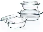 Clear round Glass Casserole Dish with Lid Lidded Glass Casseroles Bakeware with