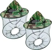 Bee Keeper Hat, 2PCS Wide Brim Mosquito Net Hat, Camouflage Sun Cap with Mosquito Head Net for Outdoor Fishing Beekeeping Supplies