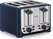 BELLA 4 Slice Toaster with Auto Shut Off - Extra Wide Slots & 4 Slice, Blue