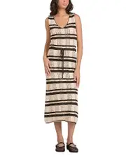 Elan Striped Drawstring Midi Dress