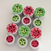 1/64 CUSTOM WHEELS RUBBER GREEN/RED CANDY CANE TIRES 6 SETS 1/64 SIZE 55 GASSER