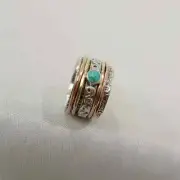 Turquoise Gemstone Spinner Ring Handmade 925 Sterling Silver Ring For Men &Women