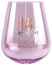 Rose Gold Decal 18th Birthday Stemless Wine Glass