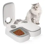 Automatic 2 Meals Cat Feeder, Pet Feeder with Timer for Dry or Semi-Moist Food, Food Dispenser for Cat and Dog