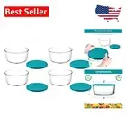 Durable Round Glass Meal Prep Containers - 4 Cup Capacity with Color-Coded Lids