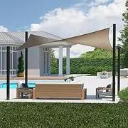 Coolaroo 95% UV Block Dualshade Iridescent Outdoor Sun Shade Sail with Hardware Kit for Patio, Garden, Pool and Backyard 12' x 8; Rectangle, Cobblestone