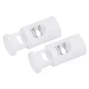 Spring Cord Locks 6pcs, Plastic Single Hole Toggle Fastener Rope End White
