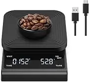 AMIR Digital Coffee Scale, 0.1g/3kg Accurate Scale for Digital Coffee Scale with LCD Display, Coffee Scale with Timer, Silicone Non-Slip Mat, Tare Funtion, Espresso Coffee Scale for Cooking Baking