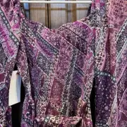 Aura by Red Dress Boho Patchwork Smocked Mini Dress Size Small Long Sleeve NWT