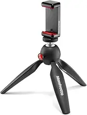 Manfrotto MKPIXICLMII-BK Mini Tripod with Universal Smartphone Clamp, Made in Italy, for iPhone with or Without Bag, CSC, Vlogging, Videography, Black