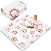 Boho Rainbow Portable Baby Play Mat, 43 X Inch Washable Foldable Crawling Non Sl