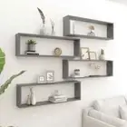 NNEVL Wall Cube Shelves 4 pcs High Gloss Grey 100x15x30 cm Chipboard