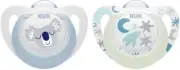 NUK: Star Day & Night Silicone Soother - 0-6mths Blue (2 Pack)