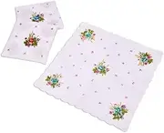 [CHILDWEET] 10pcs Floral Handkerchief Party Handkerchief Printing Handkerchief Flower Handkerchief Sweat-absorbent Hankies Beach Handkerchief Square Handkerchief White Scarf Woman Embroidered